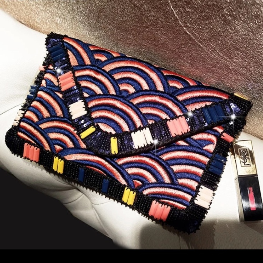 Embroidered clutch/crossbody bag